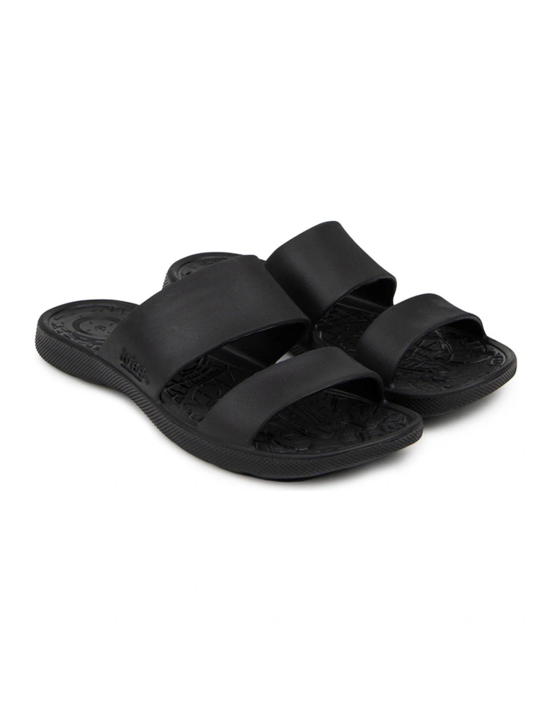Ladies Solbounce Double Strap Slide Sandals - Black