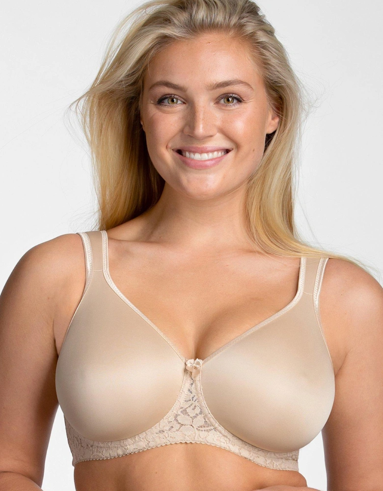 Underwired Smooth Lacy T-shirt Bra - Beige