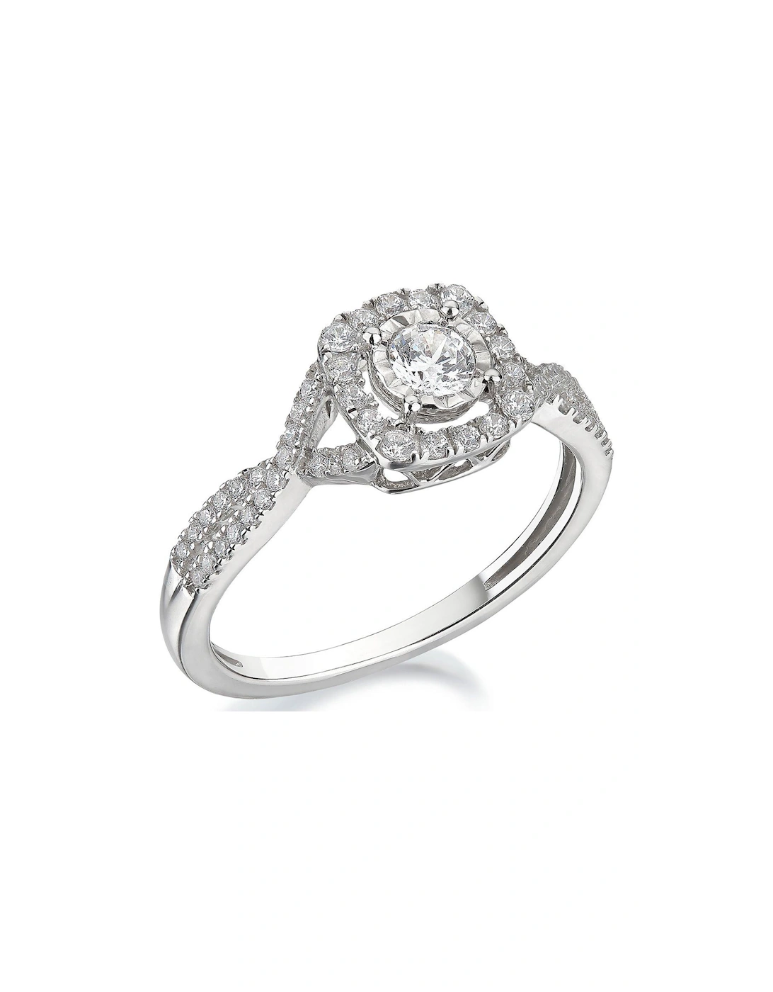 9ct White Gold 45 Point Diamond Halo Ring, 3 of 2
