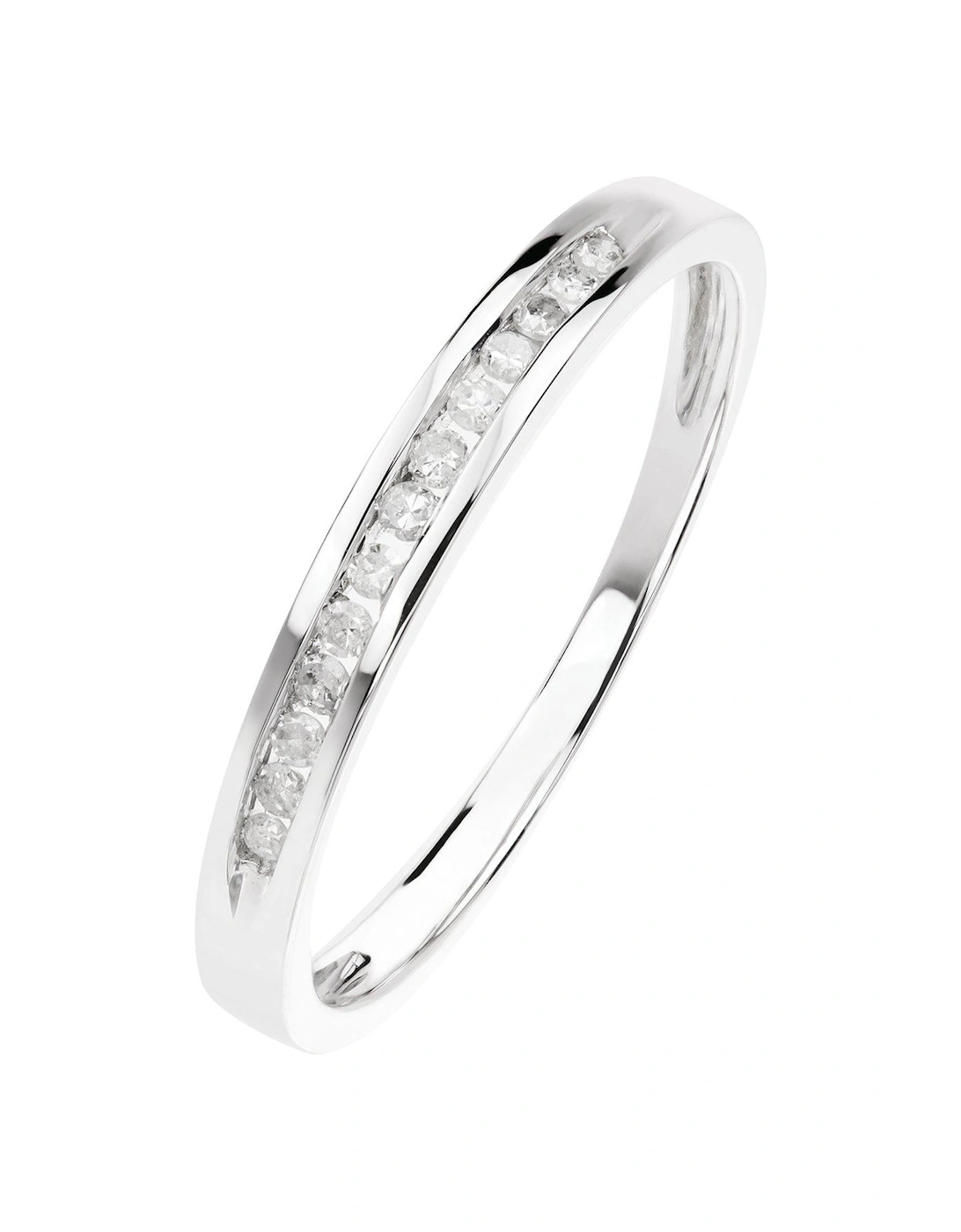 9ct White Gold 0.10ct Diamond Channel Set Half Eternity Ring, 2 of 1