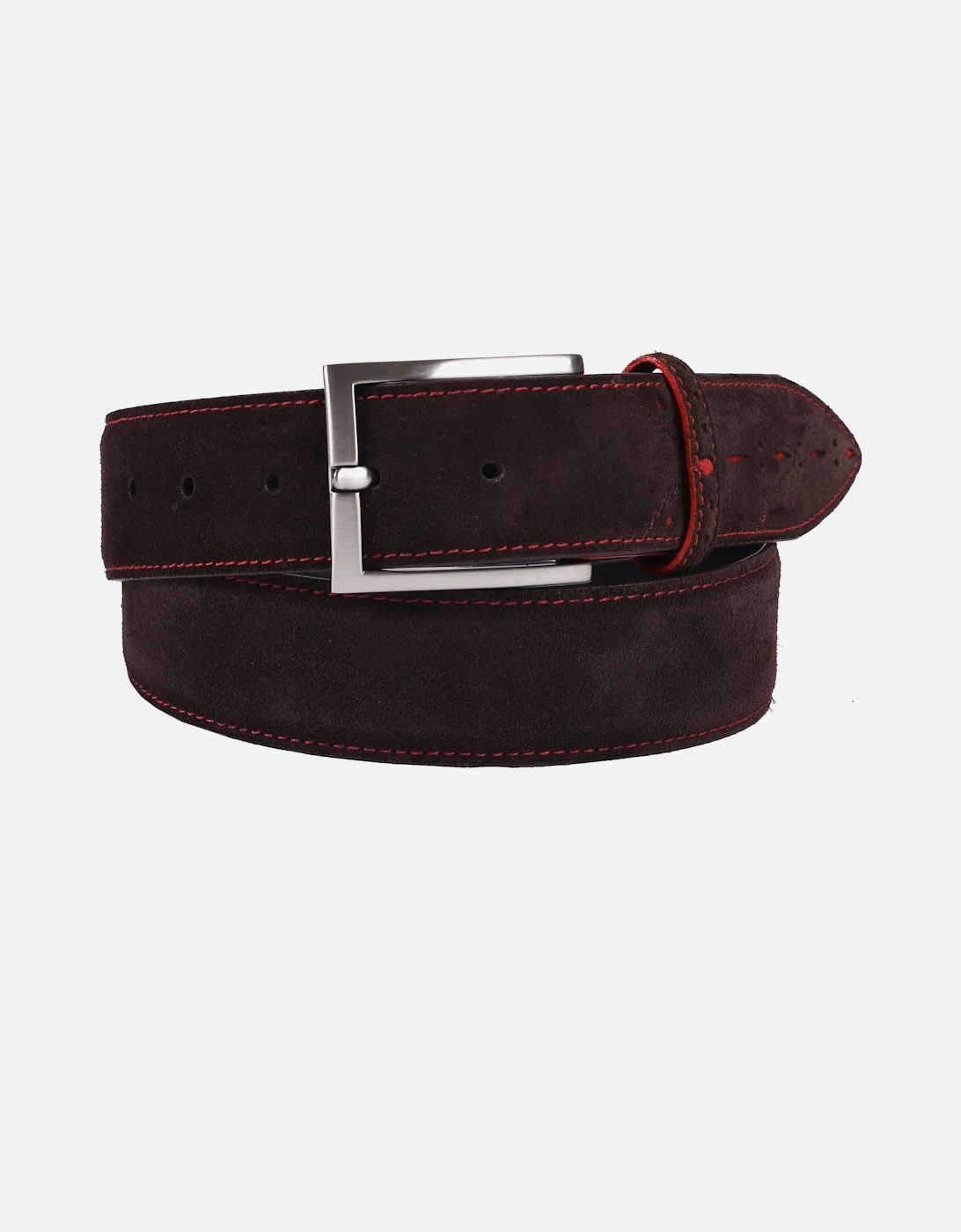 Suede Tip Detail Belt Choc/Red, 4 of 3