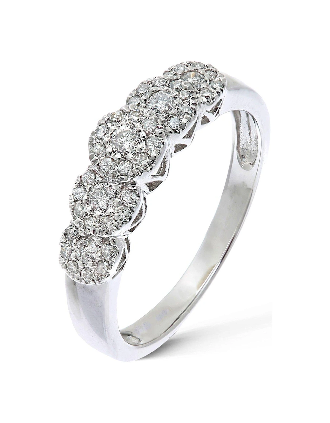 9 Carat White Gold, 35 Point 5 Cluster Eternity Ring, 3 of 2