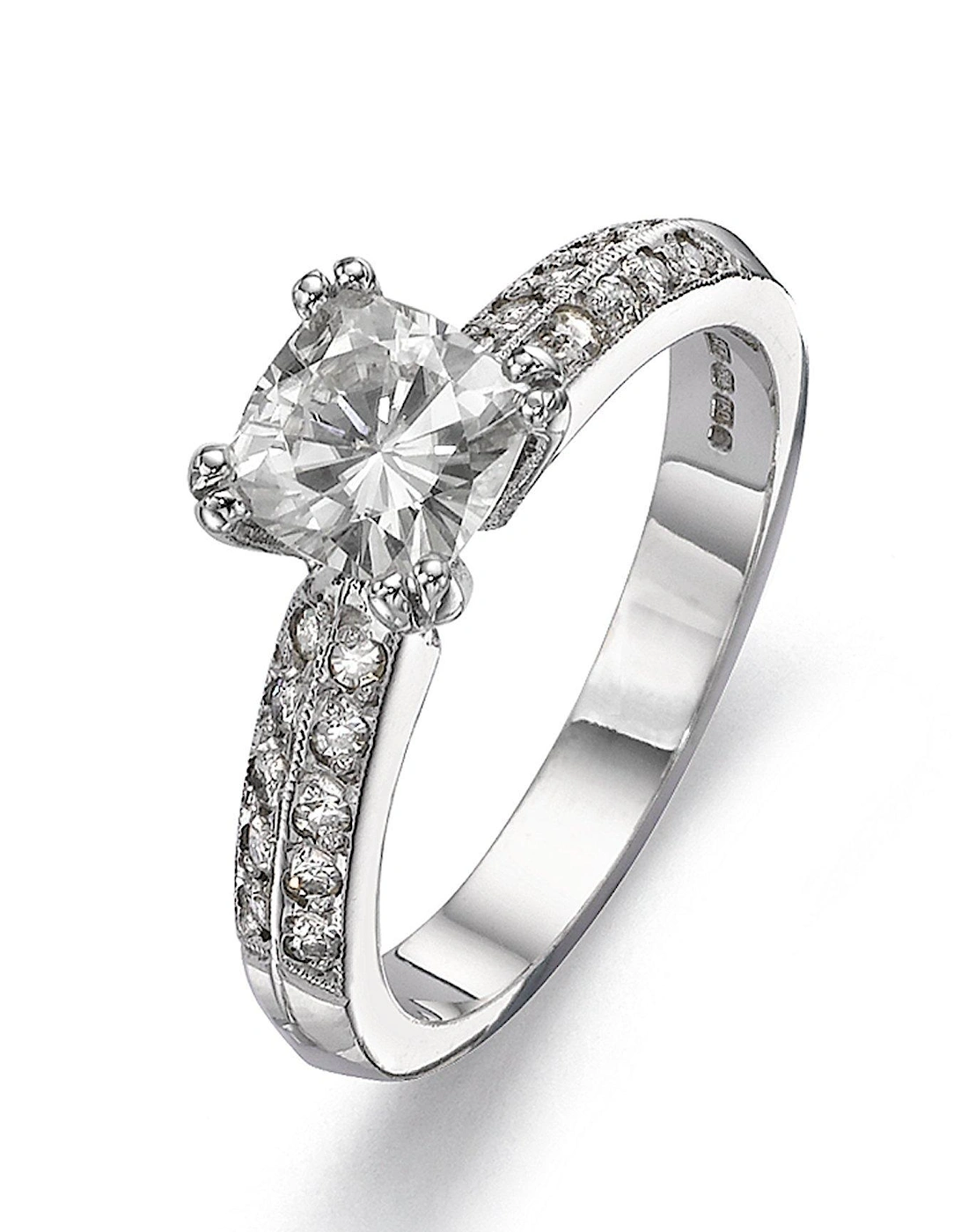18 Carat White Gold 100pt Equivalent Cushion Cut Ring, 2 of 1