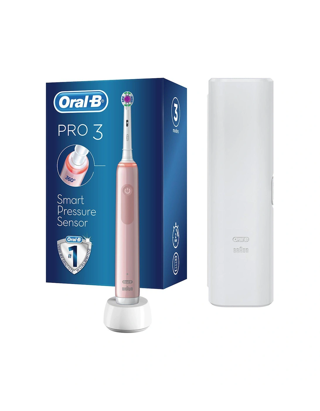 Oral-B Pro 3 - 3500 3DWhite - Pink Electric Toothbrush Designed By Braun + Bonus Travel Case, 2 of 1