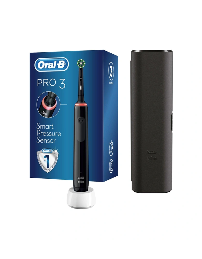 Oral-B Pro 3 - 3500 Cross Action - Black Electric Toothbrush Designed By Braun + Bonus Travel Case