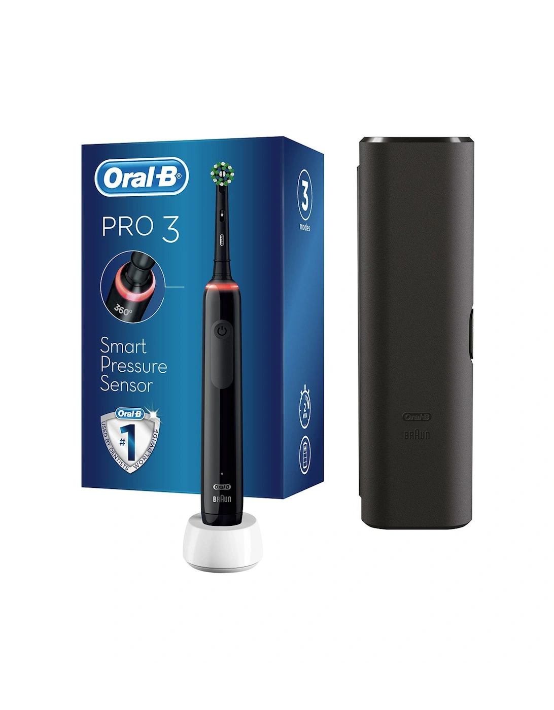 Oral-B Pro 3 - 3500 Cross Action - Black Electric Toothbrush Designed By Braun + Bonus Travel Case, 2 of 1