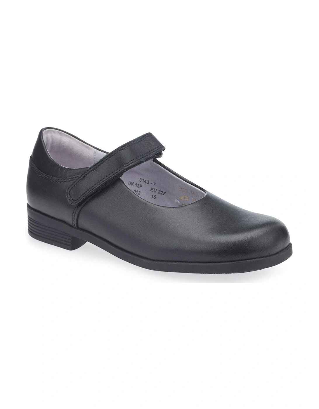 Girls Samba Mary Jane Riptape School Shoes - Black Leather, 6 of 5