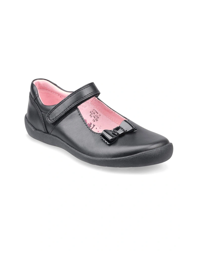 Giggle Girls Black Leather Mary Jane School Shoes