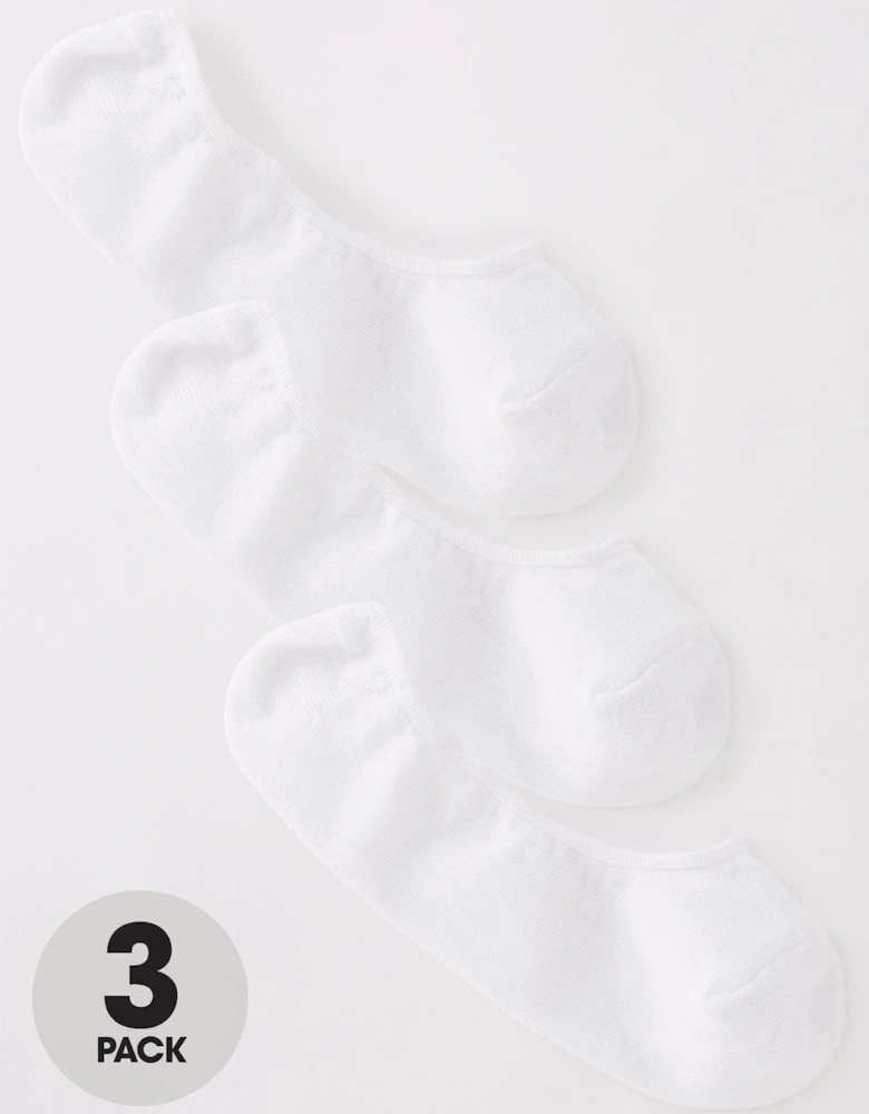 3 Pack of Invisible Trainer Liner Socks With Heel Grips - White