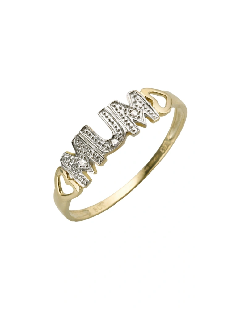 9 Carat Yellow Gold Diamond - Set Mum Ring