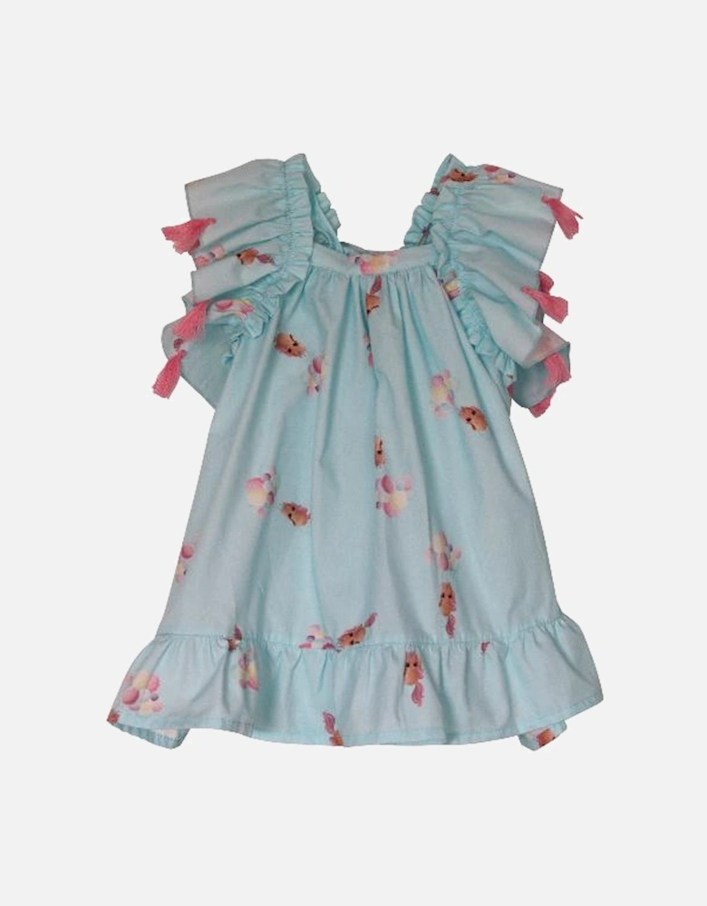 Girls Aqua Unicorn Dress