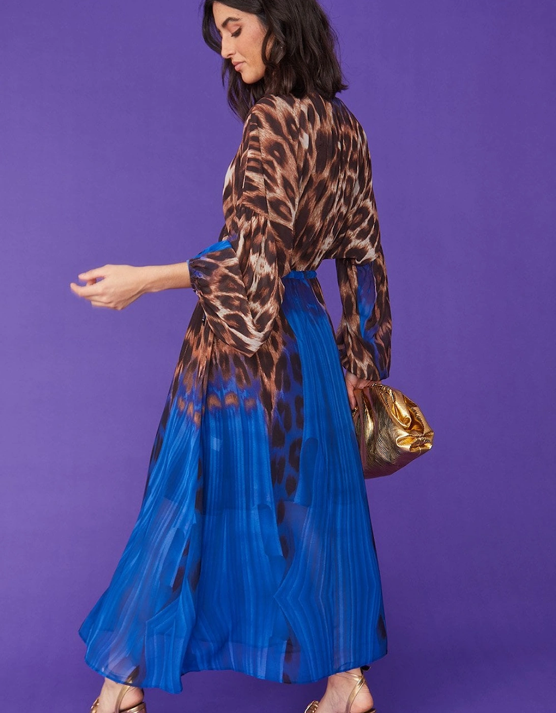 Silk Blend Leopard Maxi Dress