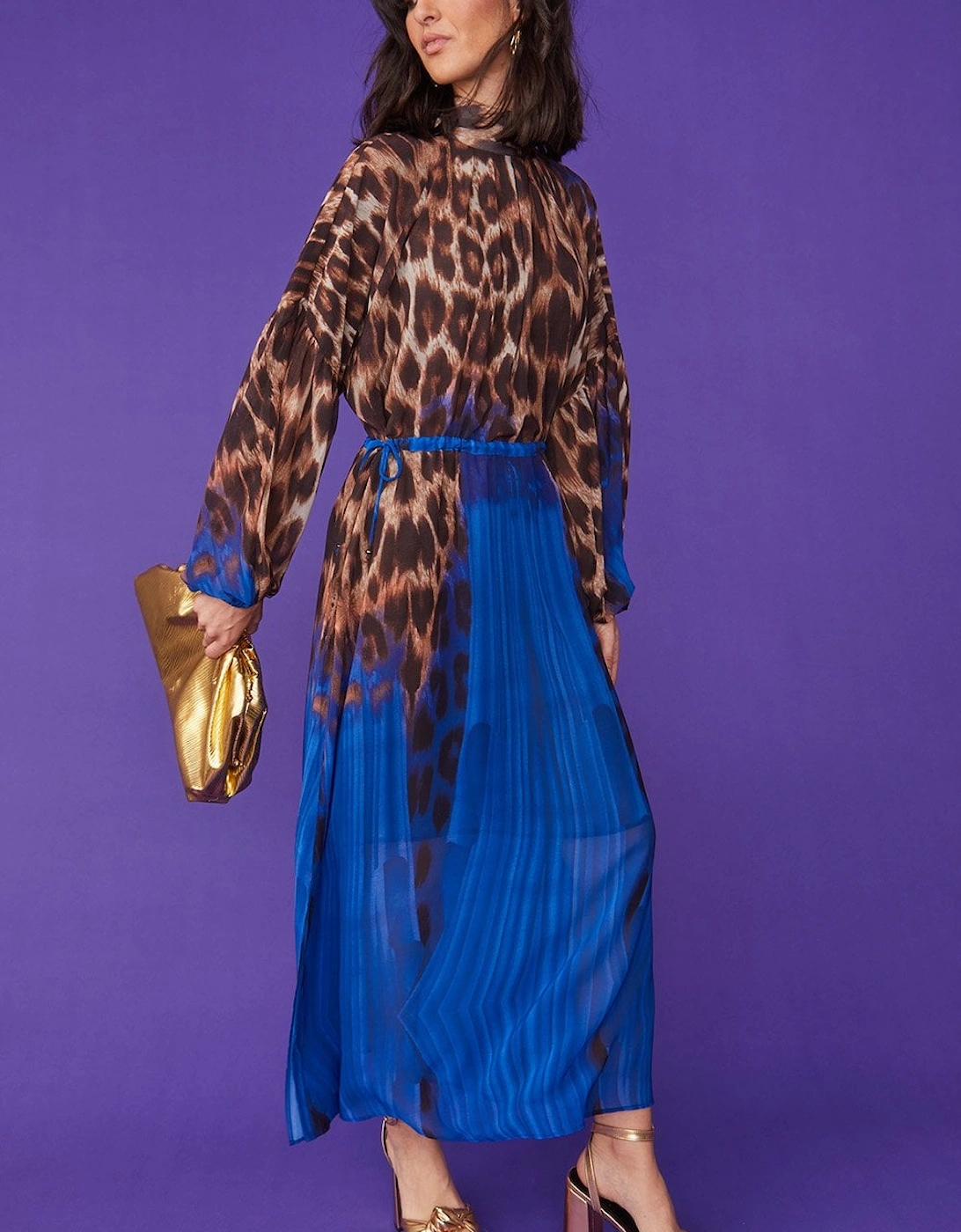Silk Blend Leopard Maxi Dress