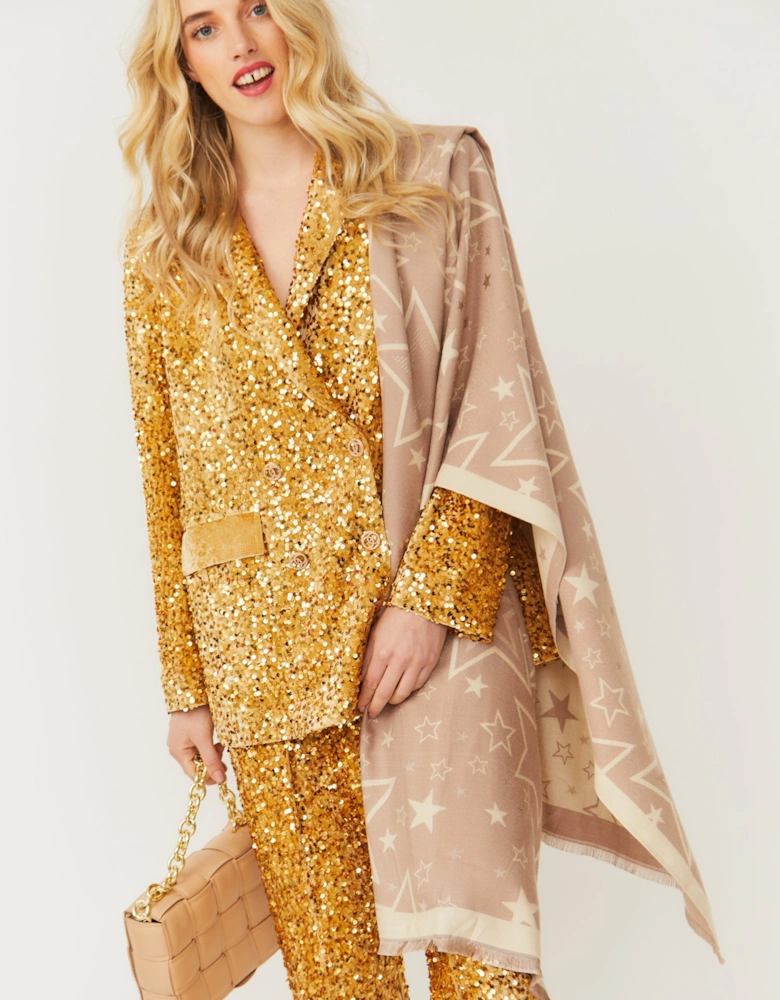 Gold Sequin and Velvet Blazer