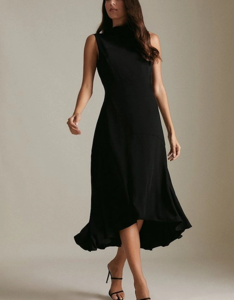 Petite Soft Tailored High Low Midi Dress