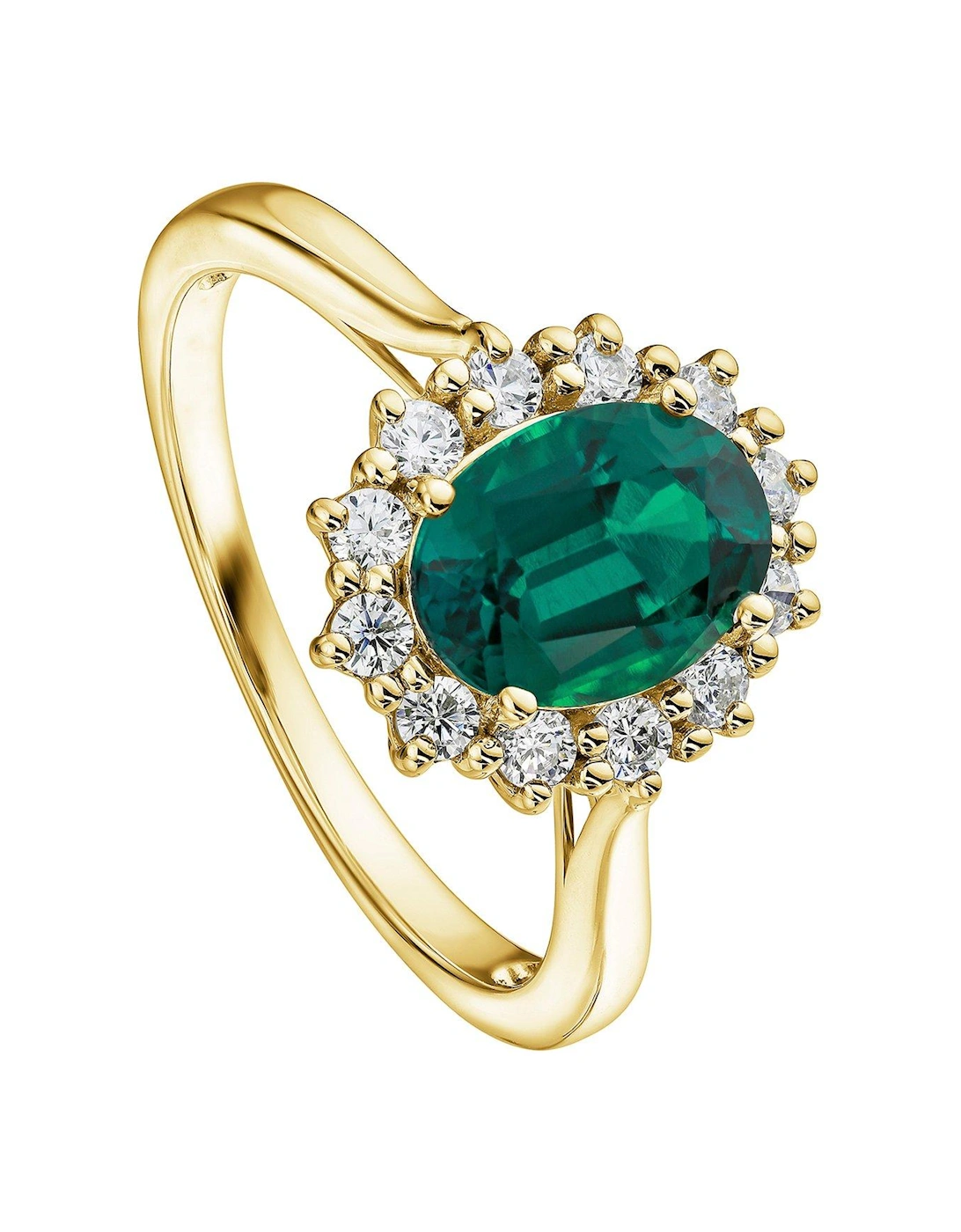 Cate 9ct Gold Created Emerald and 0.25ct Lab Grown Diamond Cluster Ring, 2 of 1