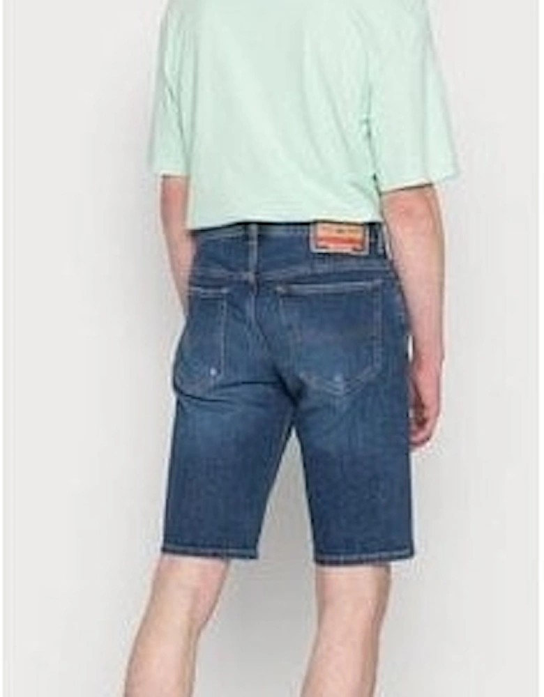 09E07 Distressed Blue Denim Shorts