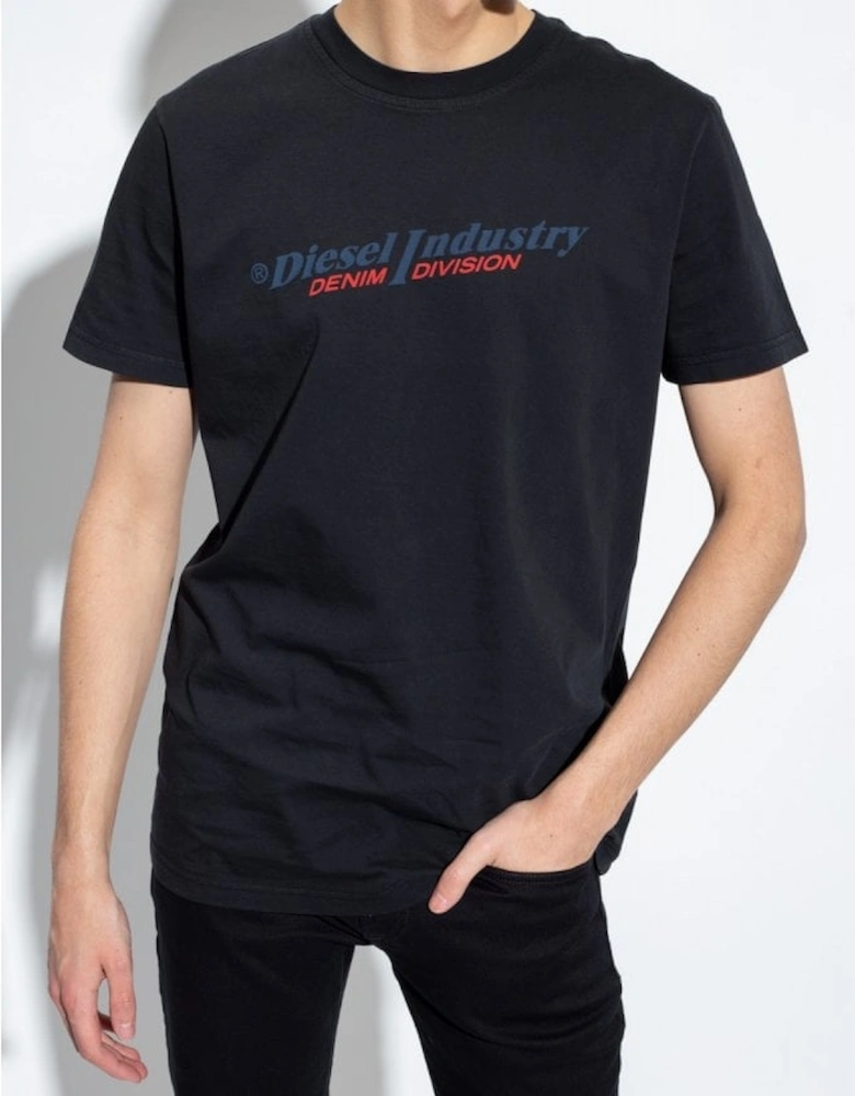 T-DIEGOR-IND Suede Logo Black T-Shirt