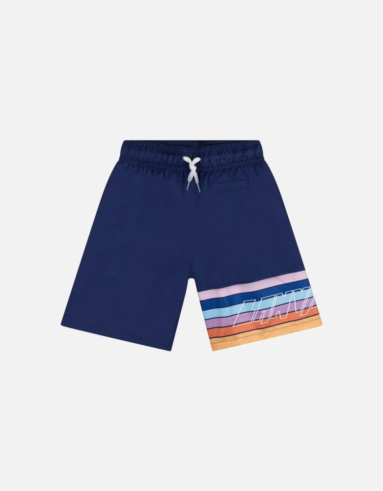 Boys Navy Striped Swimming Shorts