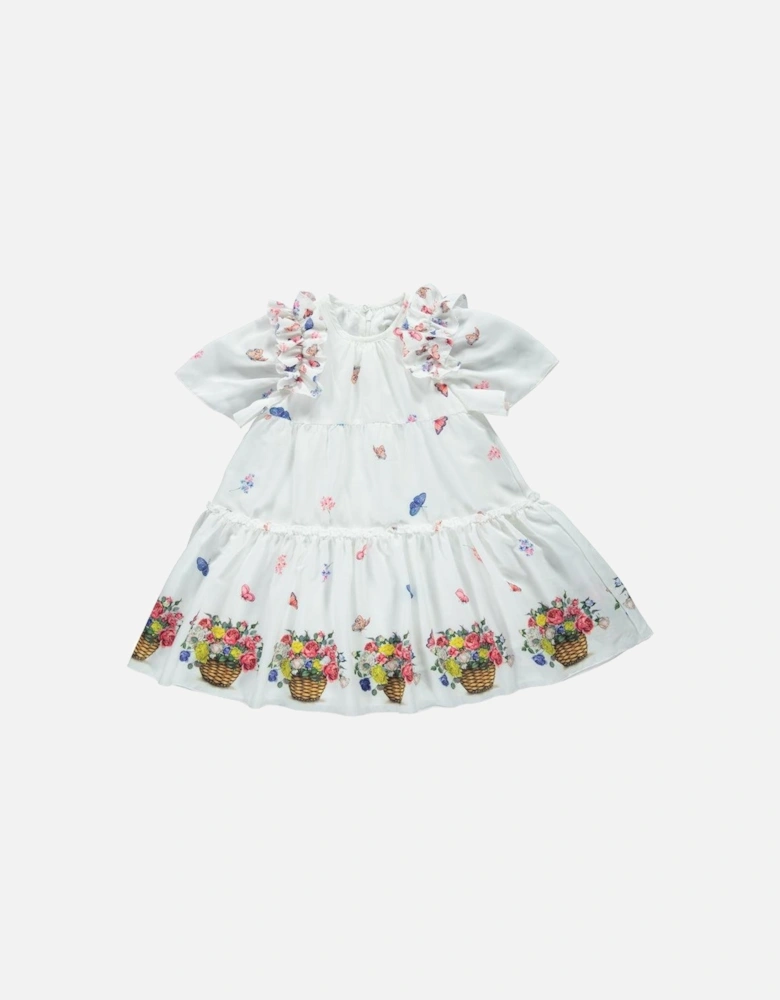Girls White Flower Basket Dress