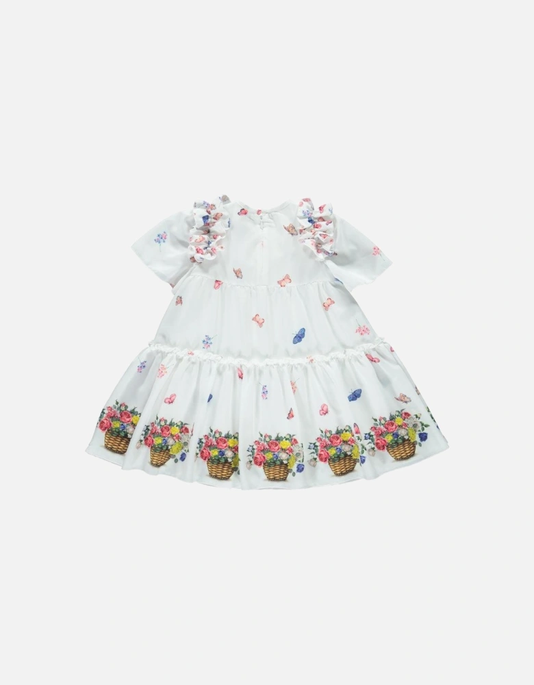 Girls White Flower Basket Dress