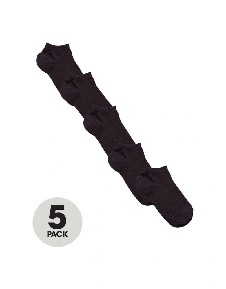 5 Pack Unisex Trainer Liner Socks - Black