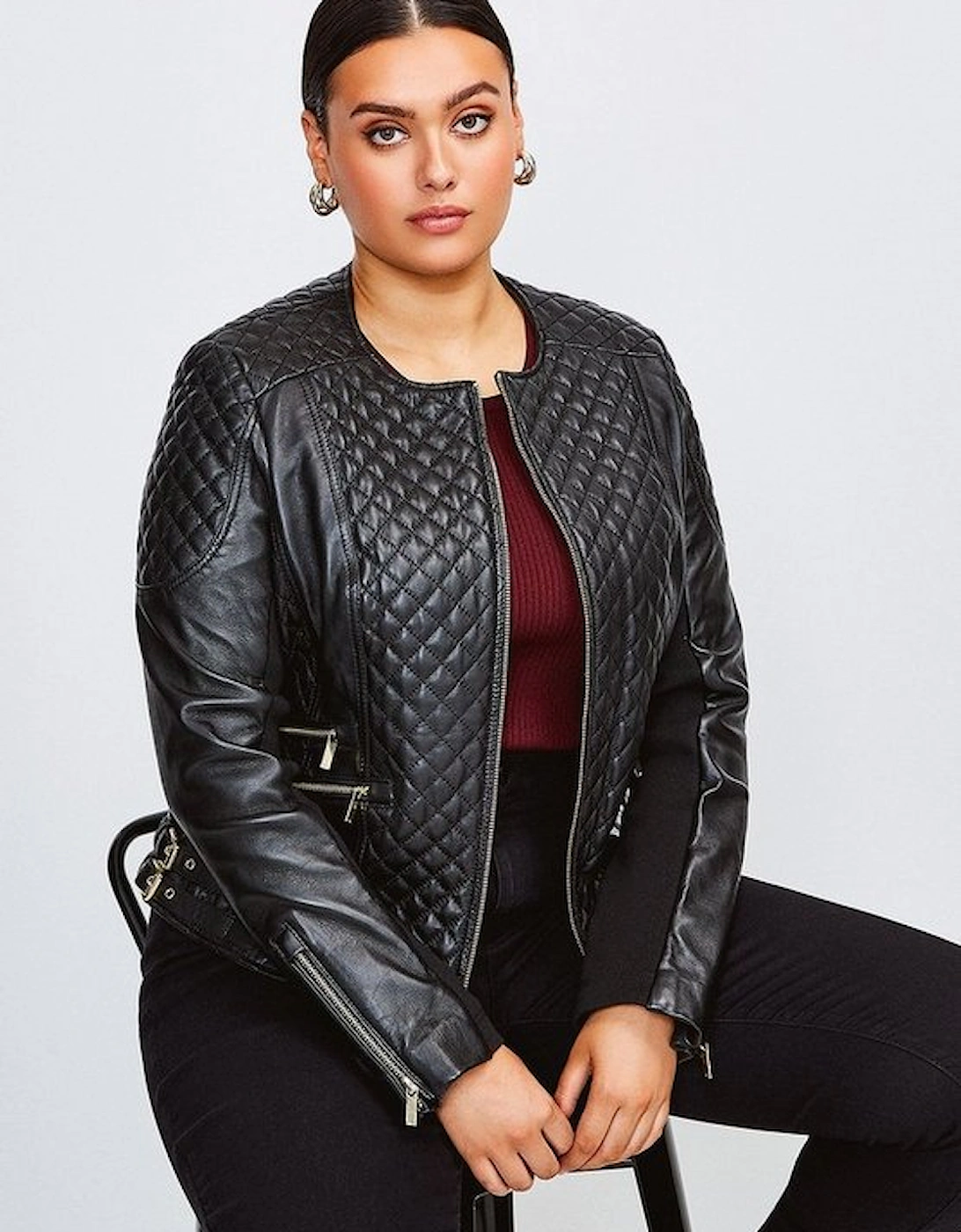 Plus Size Leather Quilted Jacket, 5 of 4