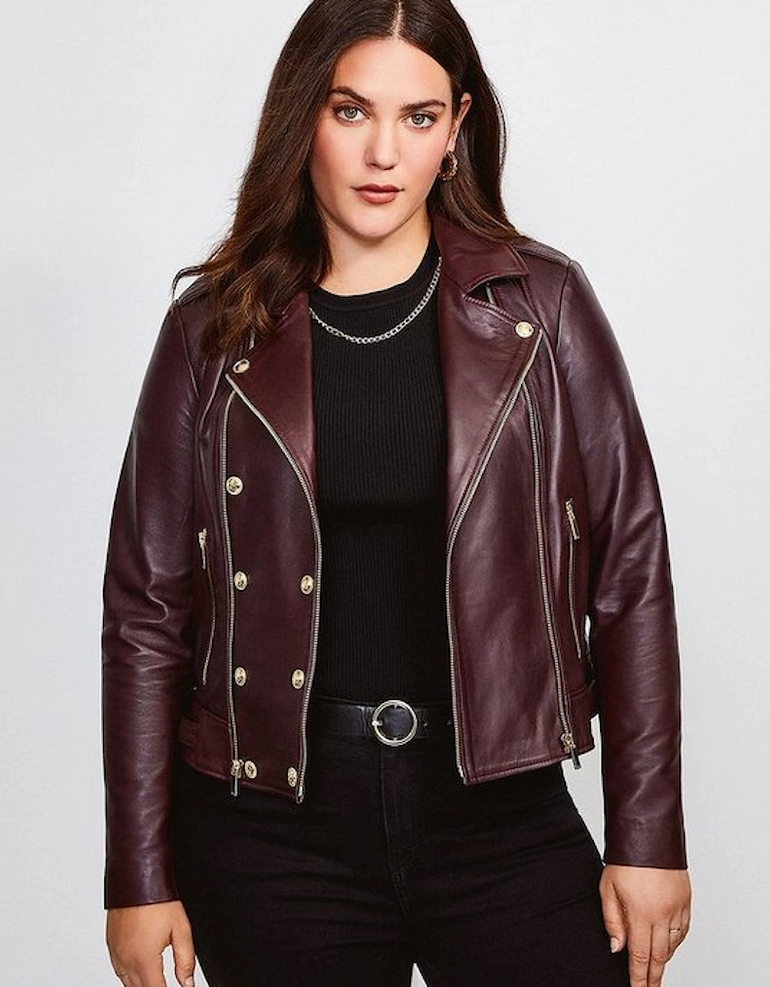Plus Size Leather Military Biker, 5 of 4