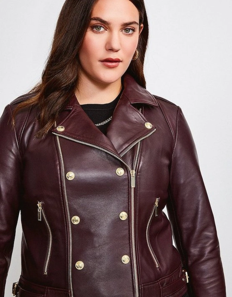 Plus Size Leather Military Biker