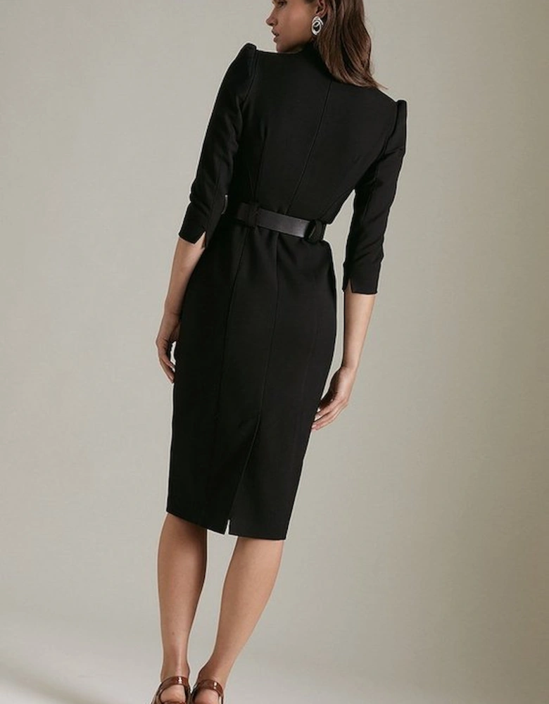 Forever Belted Midi Pencil Dress