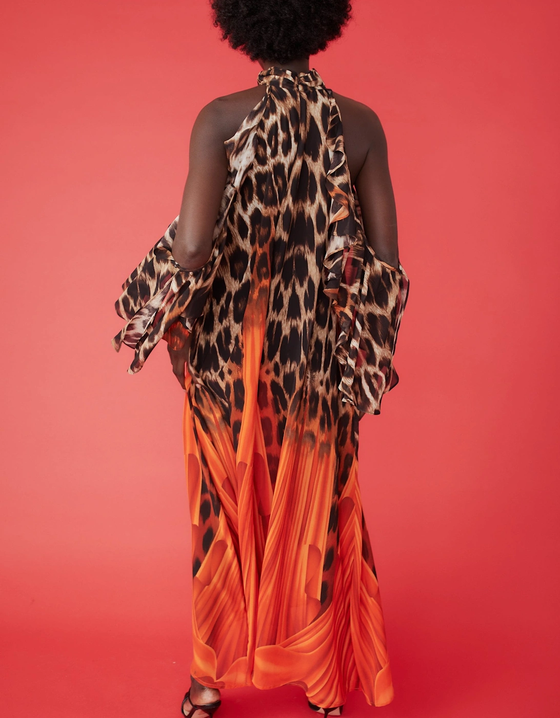 Silk Blend Animal Print Maxi Dress