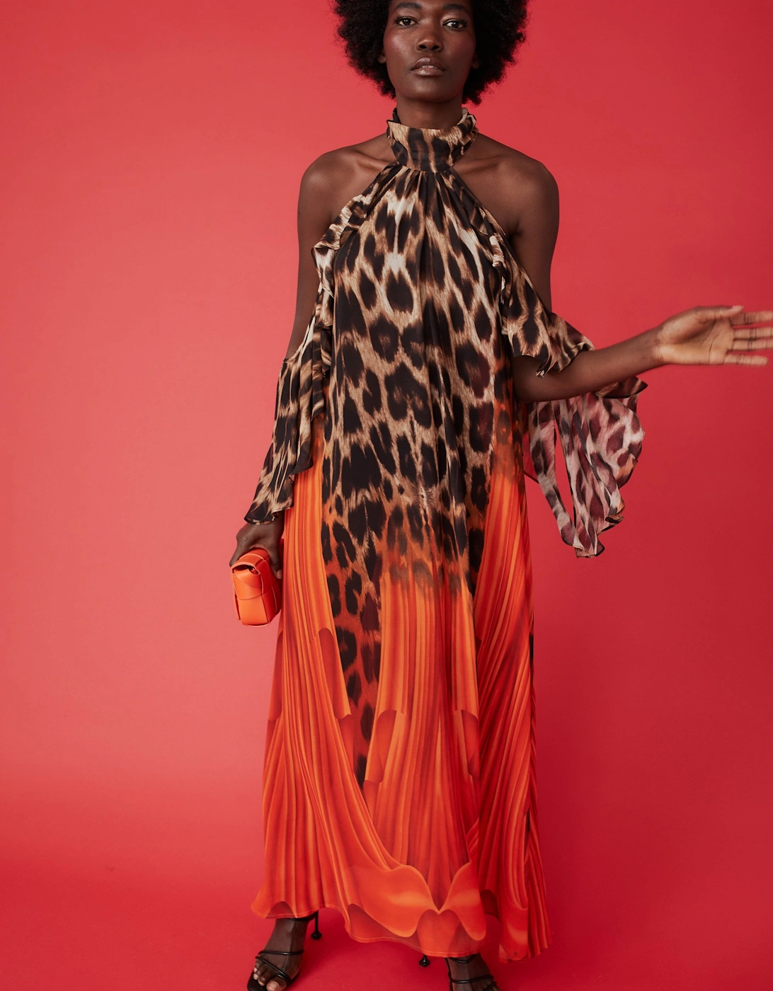 Silk Blend Animal Print Maxi Dress