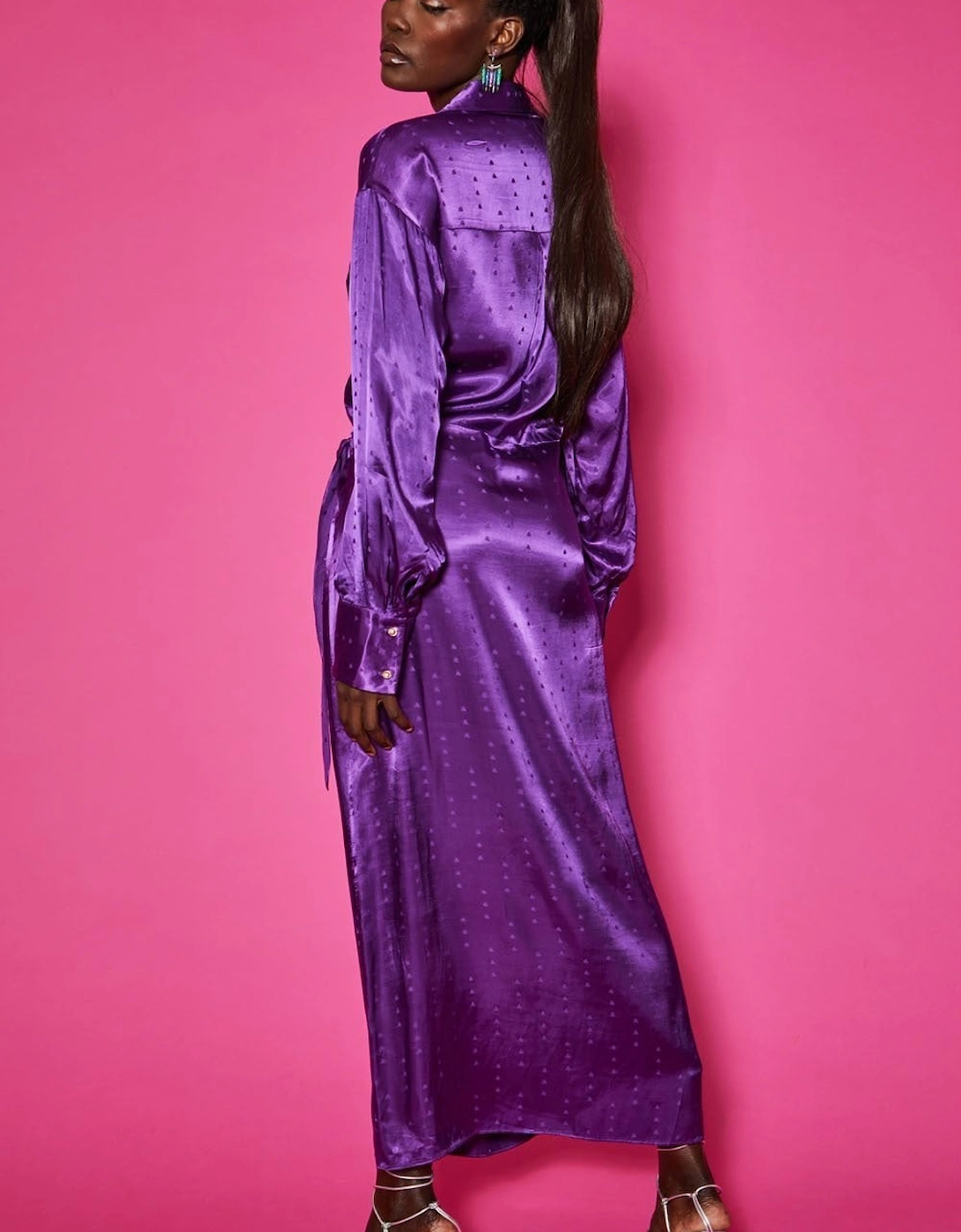 Silk Blend Purple Wrap Maxi Dress