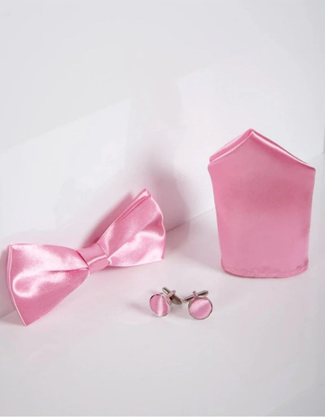 Pink Satin Bow Tie Set
