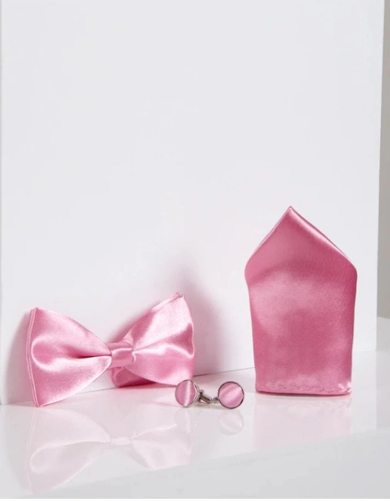 Pink Satin Bow Tie Set