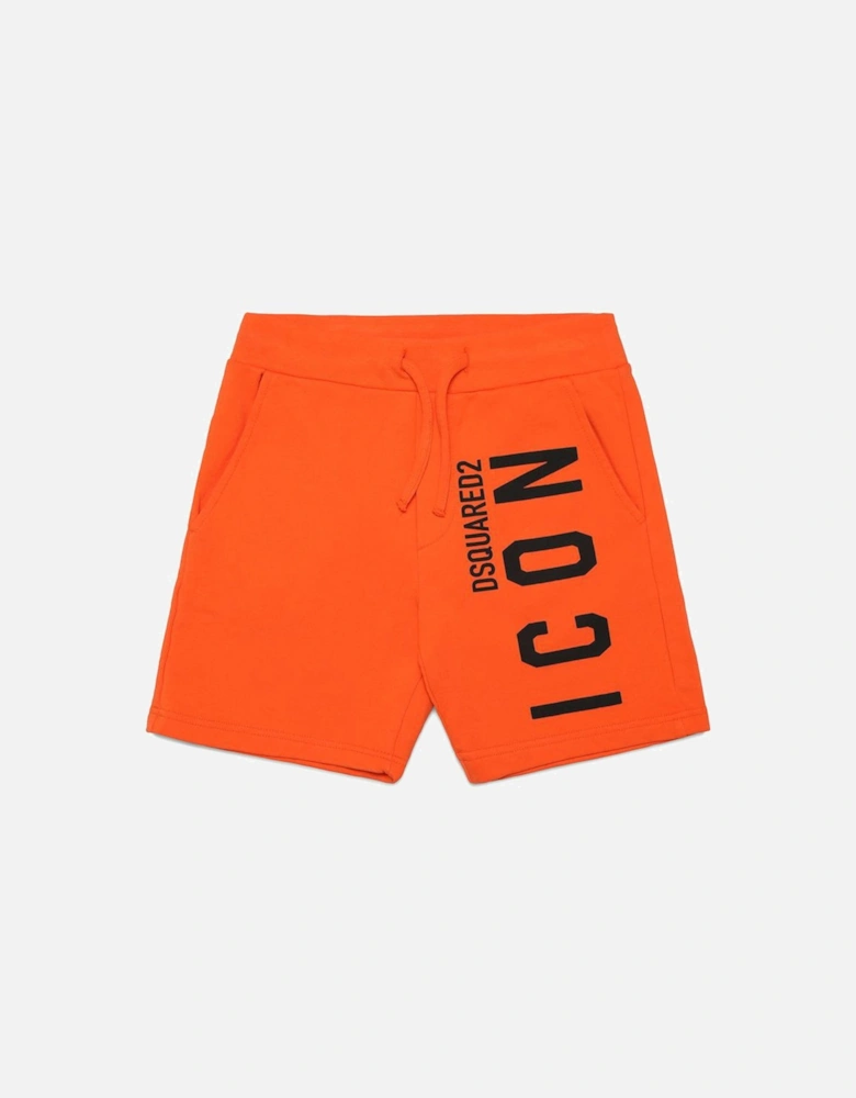 Boys Icon Logo Cotton Shorts Orange