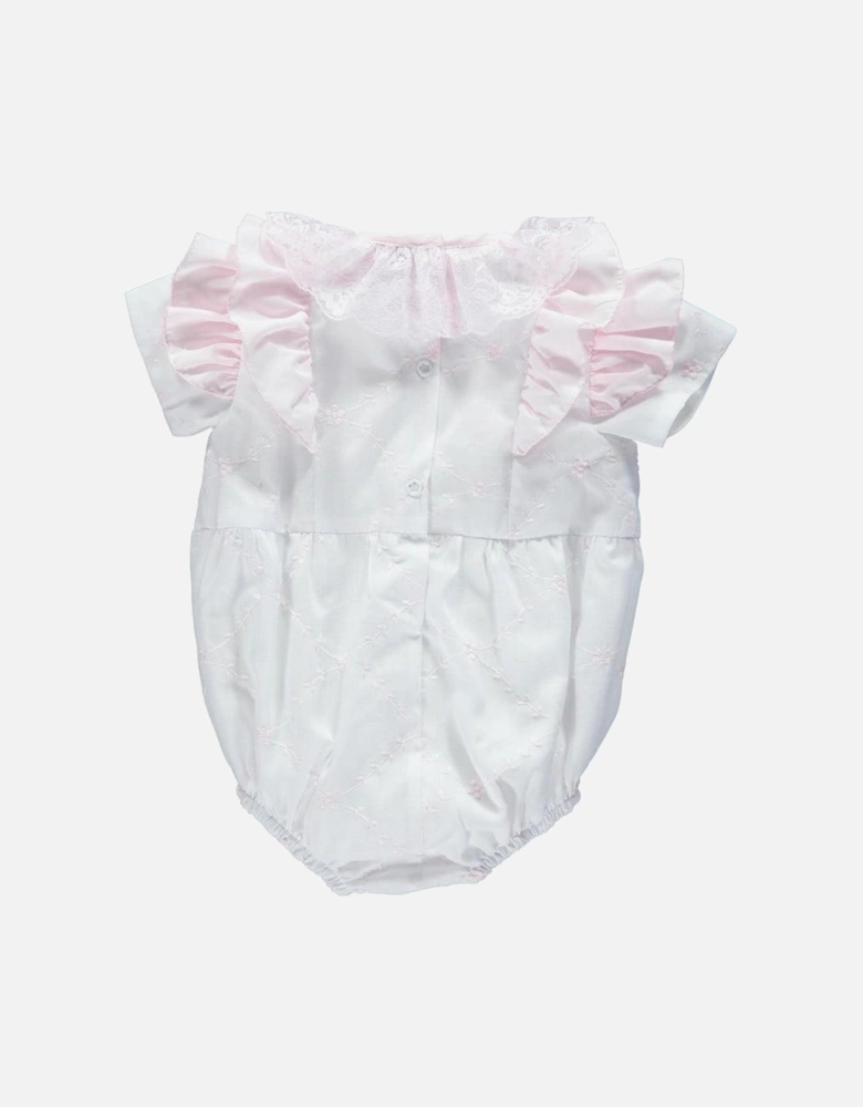 Baby Girls White Embroidered Romper