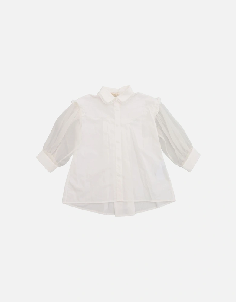 Girls White Shirt With Silk Sleeves