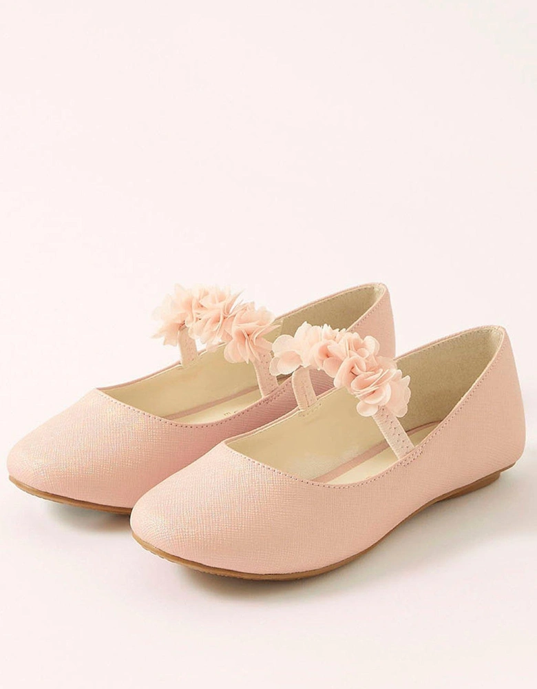 Girls Corsage Ballerina Shoes - Pink