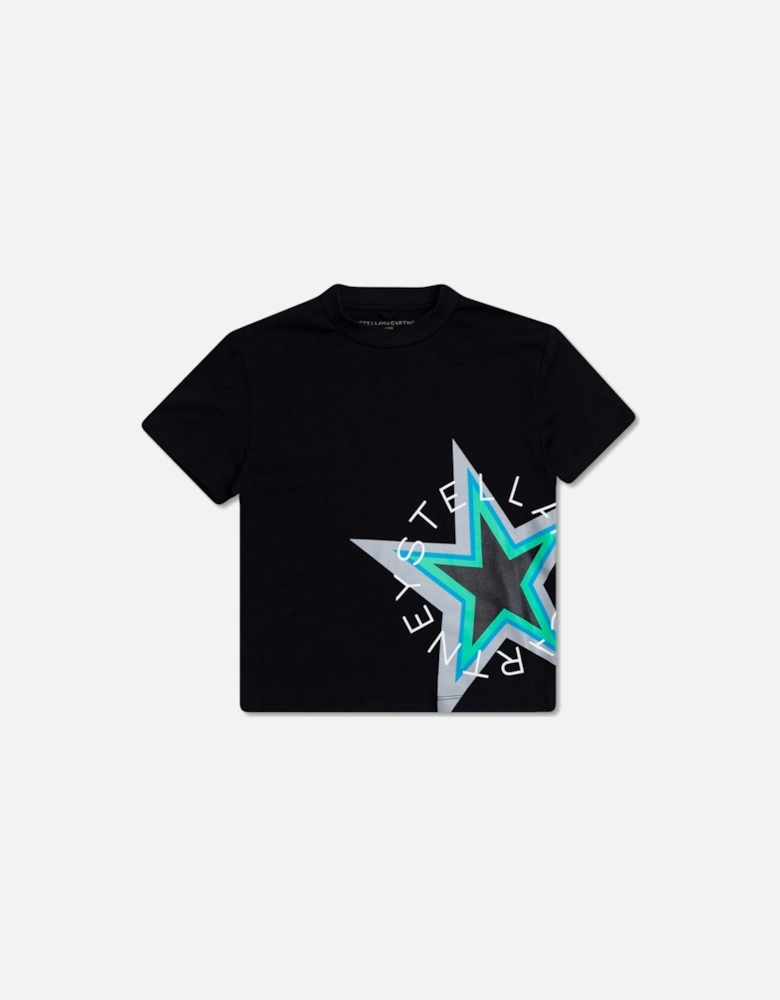 Unisex Star Print T-shirt Black