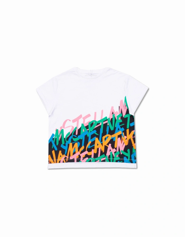 Girls Neon Print T-shirt White