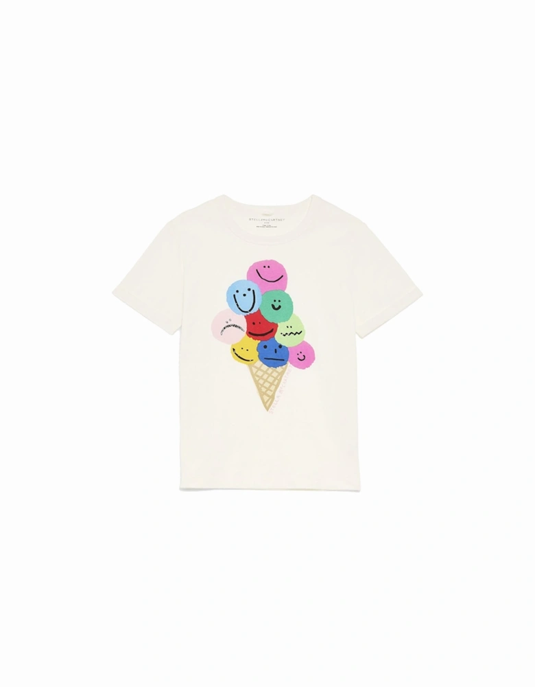 Girls Ice Cream Print T-shirt White