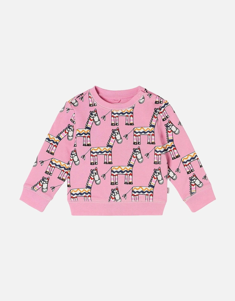 Baby Girls Zebra Print Sweater Pink