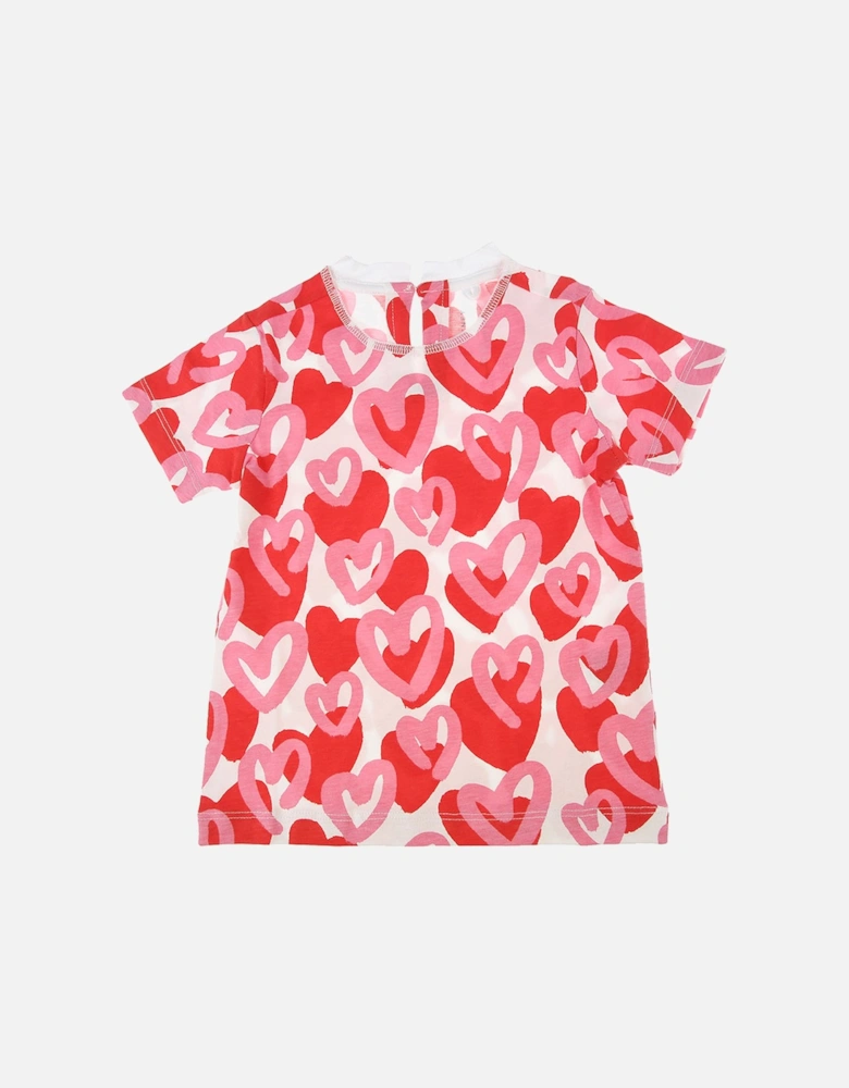 Girls Love Heart Print T-shirt White
