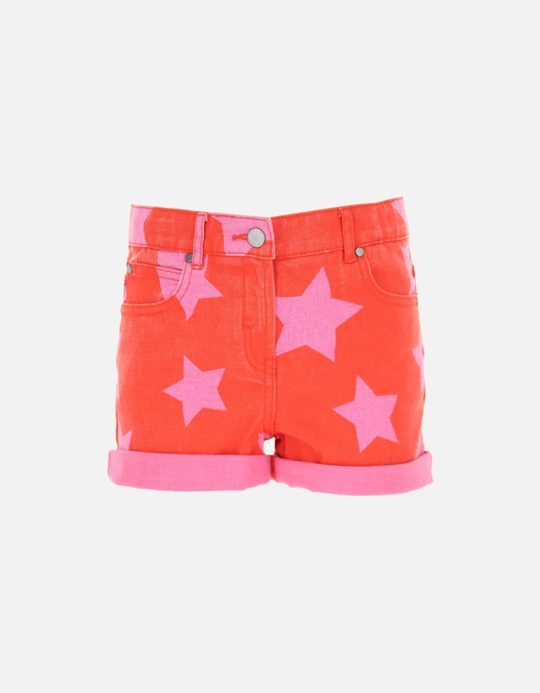 Girls Star Print Shorts Red