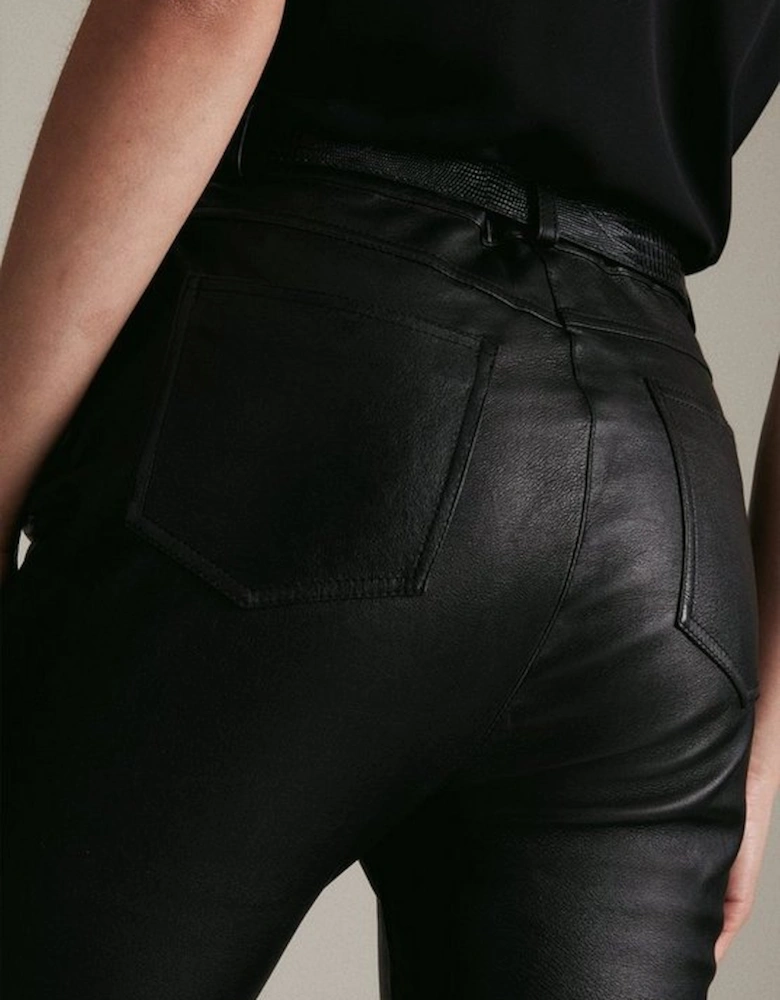 Stretch Leather Five Pocket Jean