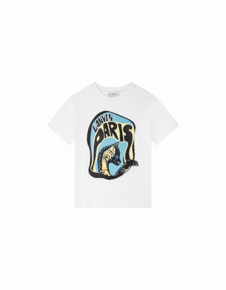 Boys White Paris Short Sleeves T-Shirt