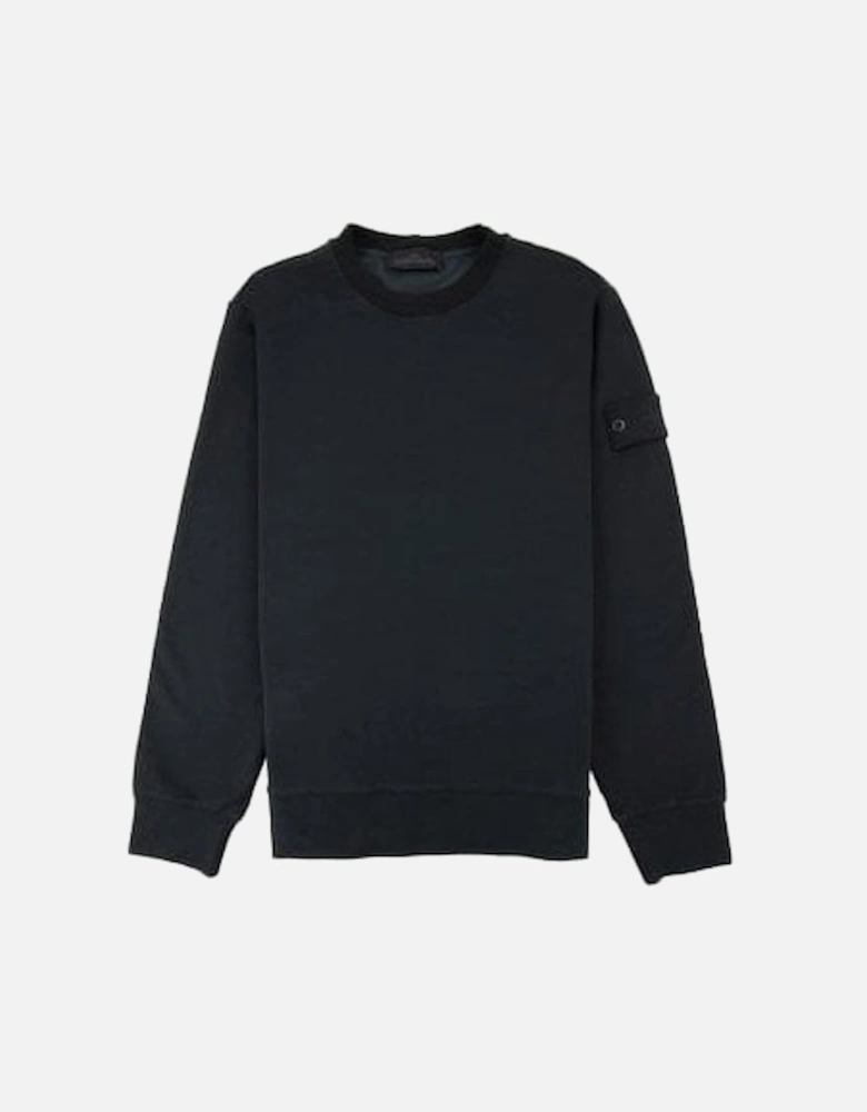 Ghost Piece Cotton Fleece Black Sweatshirt