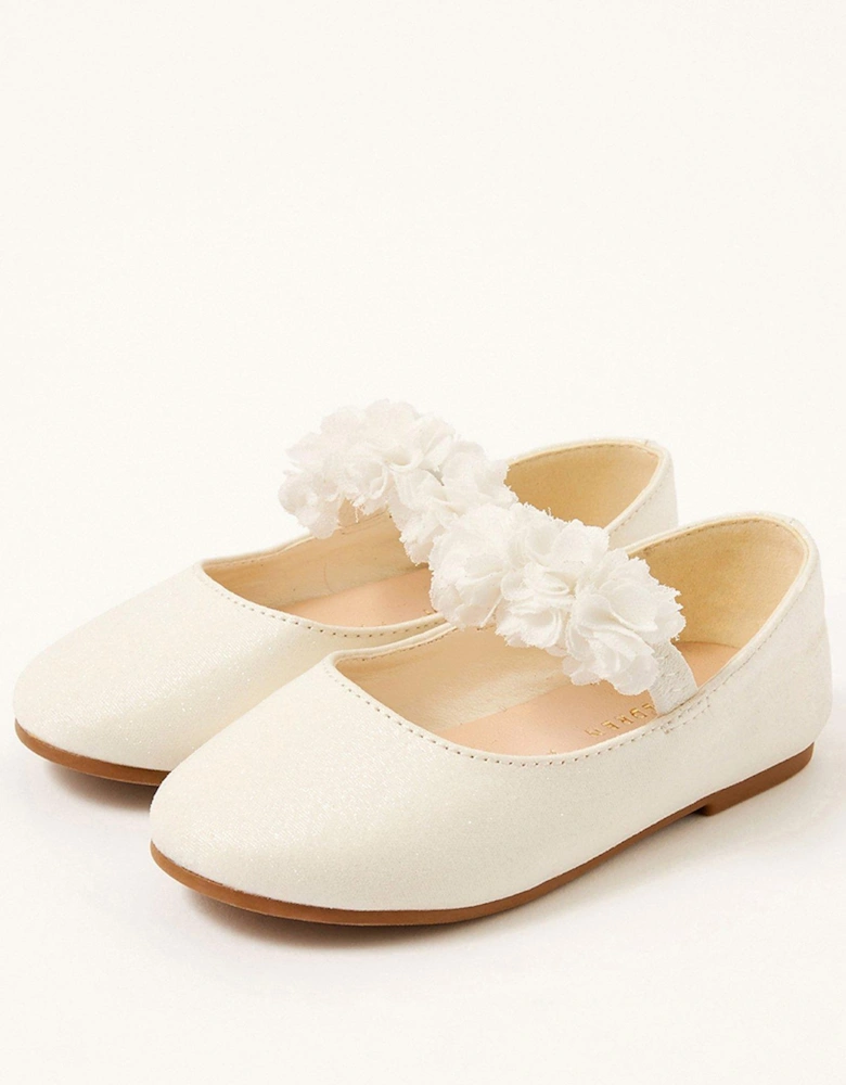 Baby Girls Shimmer Corsage Walker Shoes - Ivory