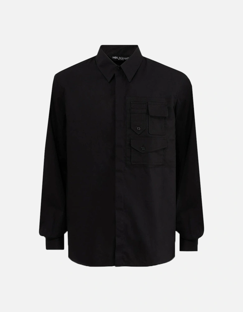Mens Military Pocket Shirt Black